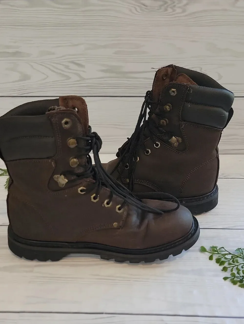 Western Chief Leather Men's Brown Lace-Up Work Boots Size 8.5